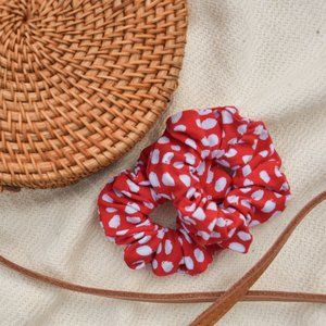 Handmade & Handsewn Red/White Polka Dot Scrunchie
